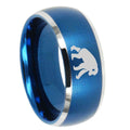 10mm Chimpanzee Dome Brushed Blue 2 Tone Tungsten Mens Wedding Band