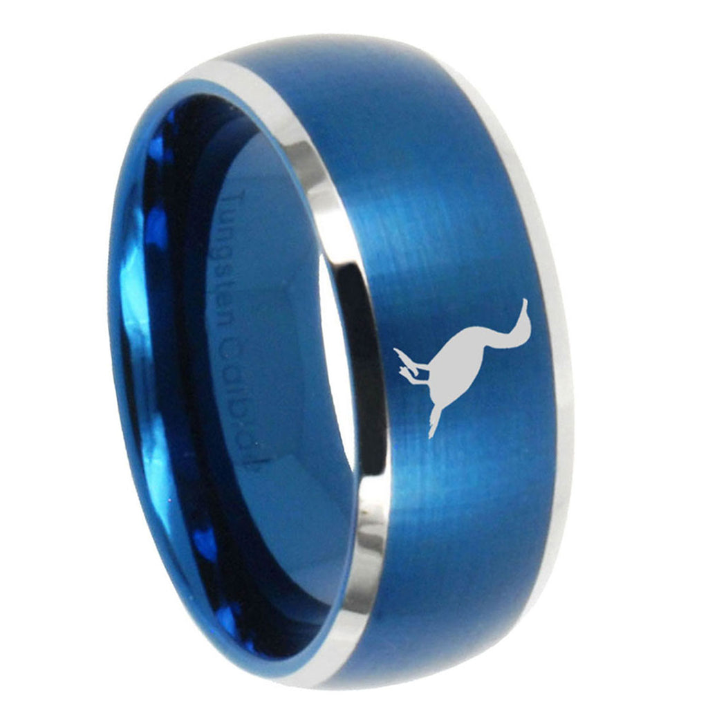 10mm Cormorant Dome Brushed Blue 2 Tone Tungsten Mens Wedding Band