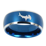 10mm-Hammerhead-Shark-Dome-Brushed-Blue-2-Tone-Tungsten-Mens-Wedding-Band