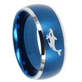 10mm Keller Whale Dome Brushed Blue 2 Tone Tungsten Mens Wedding Band