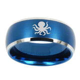 10mm-Octopus-Dome-Brushed-Blue-2-Tone-Tungsten-Mens-Wedding-Band