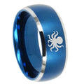 10mm Octopus Dome Brushed Blue 2 Tone Tungsten Mens Wedding Band