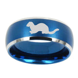 10mm-Otter-Dome-Brushed-Blue-2-Tone-Tungsten-Mens-Wedding-Band