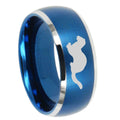8MM Otter Dome Brushed Blue 2 Tone Tungsten Wedding Band Ring