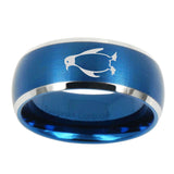 10mm-Penguin-Dome-Brushed-Blue-2-Tone-Tungsten-Mens-Wedding-Band