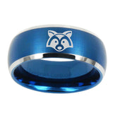 10mm-Raccoon-Animal-Dome-Brushed-Blue-2-Tone-Tungsten-Mens-Wedding-Band