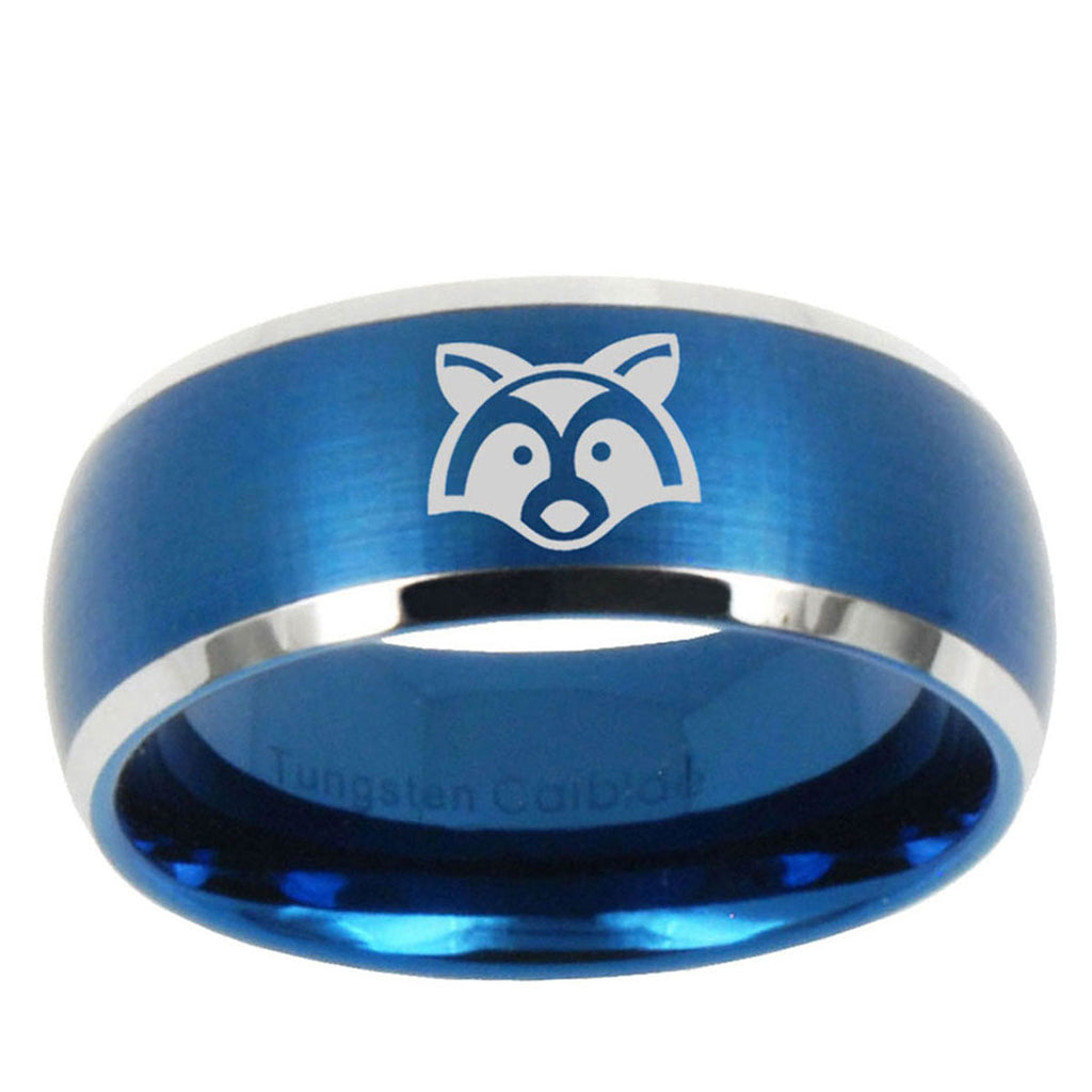 5MMRaccoon Animal Dome Brushed Blue 2 Tone Tungsten Ring