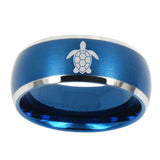 5, 8mm Sea Turtle Dome Matte Blue Tungsten Rings