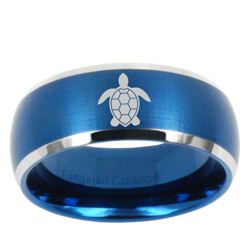 5MMSea Turtle Dome Matte Blue Tungsten Rings