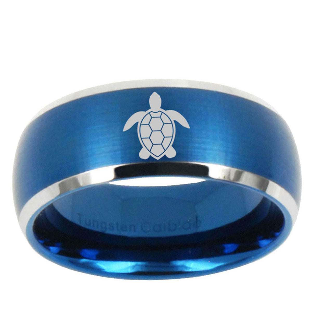 5MMSea Turtle Dome Matte Blue Tungsten Rings