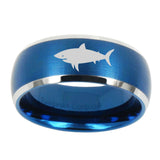 10mm-Shark-Dome-Brushed-Blue-2-Tone-Tungsten-Mens-Wedding-Band