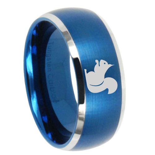 10mm Squirrel Dome Brushed Blue 2 Tone Tungsten Mens Wedding Band