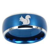 10mm Squirrel Dome Brushed Blue 2 Tone Tungsten Mens Wedding Band