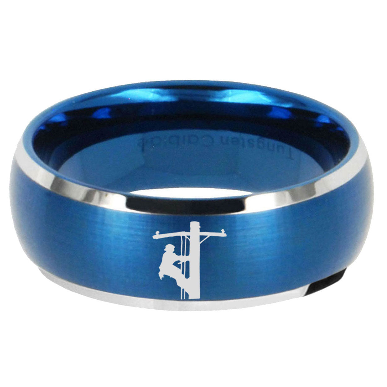 5MMLineman Symbol Dome Matte Blue Carbon Fiber Rings