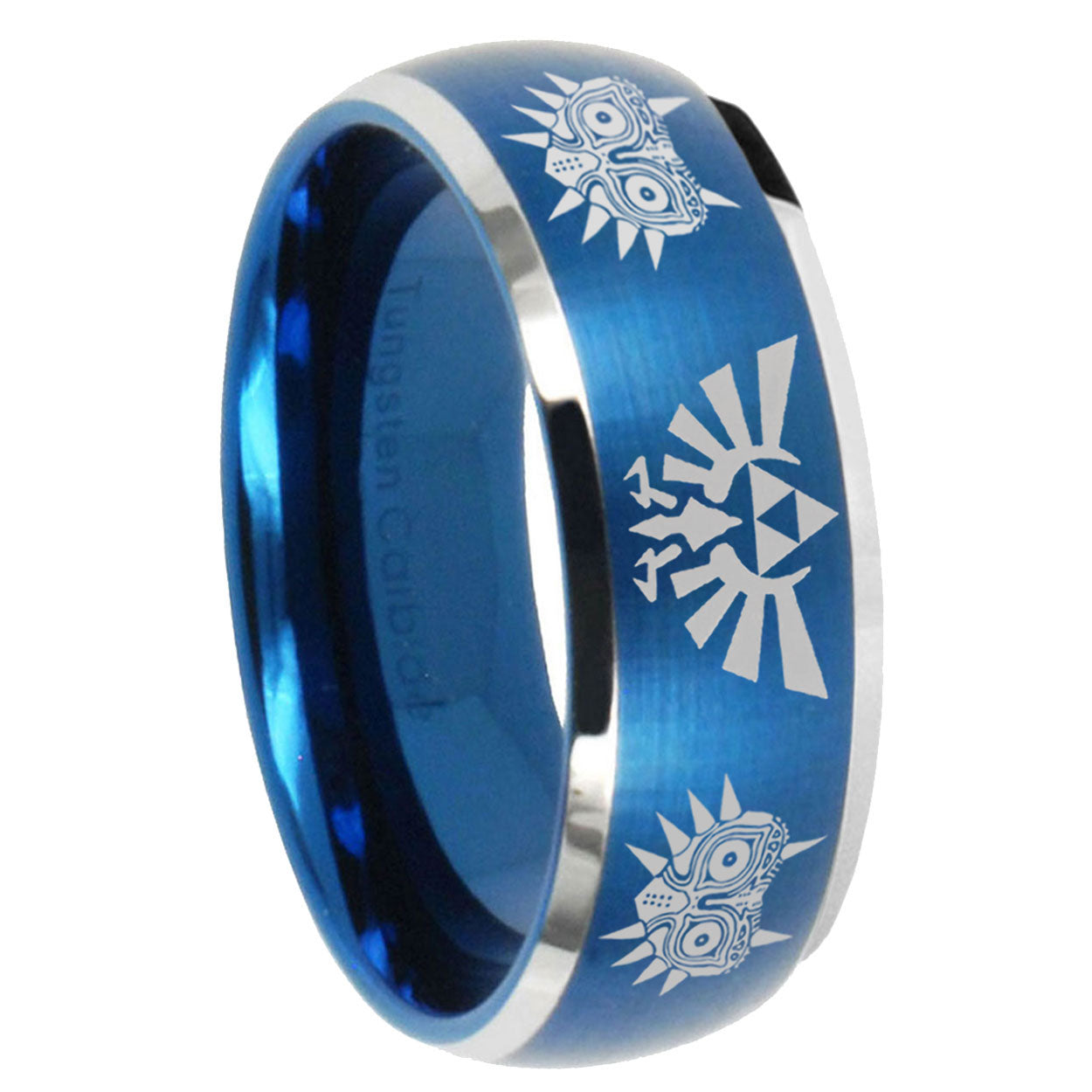 8MM Zelda Majora's Mask Dome Matte Blue Carbon Fiber Rings