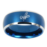 10mm-LA-Dogers-MLB-Baseball-Dome-Brushed-Blue-2-Tone-Tungsten-Men's-Wedding-Ring