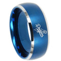 8MM LA Dogers MLB Baseball Dome Brushed Blue 2 Tone Tungsten Ring