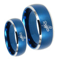 LA Dogers MLB Baseball Dome Brushed Blue 2 Tone Tungsten Promise Ring Set