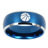 8mm-Basketball-Dome-Brushed-Blue-2-Tone-Tungsten-Carbide-Mens-Wedding-Ring