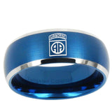 5, 8mm Army Airborn Dome Brushed Blue 2 Tone Tungsten Ring