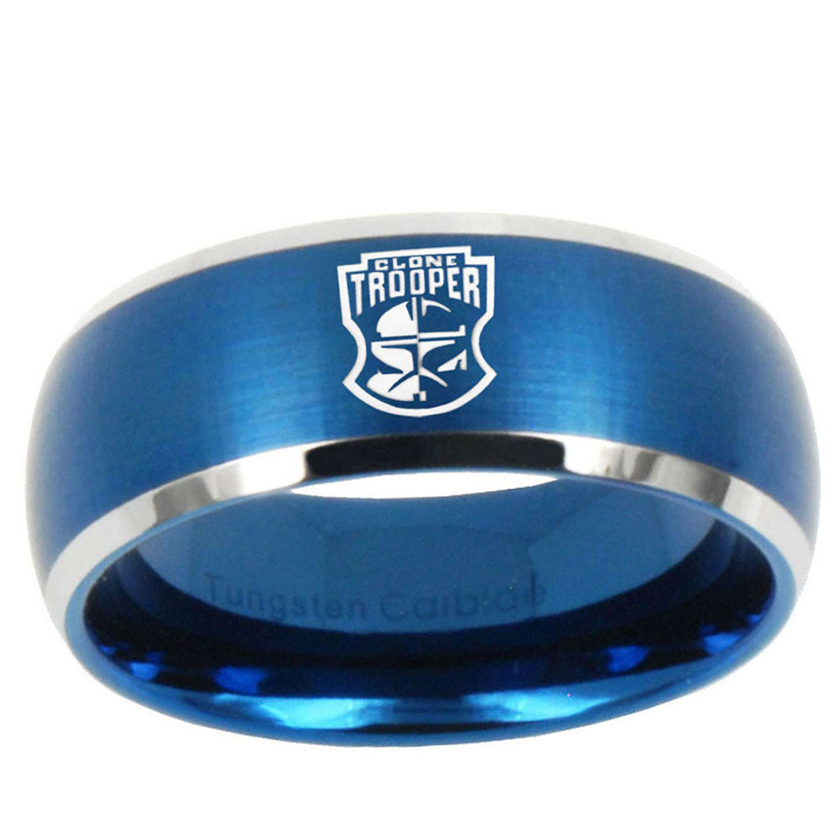 5MMClone Trooper Dome Brushed Blue 2 Tone Tungsten Ring