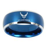 8mm-Brush-Blue-Dome-US-Air-Force-Tungsten-Carbide-2-Tone-Laser-Engraved-Ring