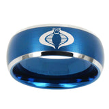 10mm-Cobra-Dome-Brushed-Blue-2-Tone-Tungsten-Carbide-Engagement-Ring