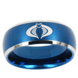 5, 8mm Cobra Dome Brushed Blue 2 Tone Tungsten Ring