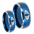 Cobra Dome Brushed Blue 2 Tone Tungsten Wedding Set Ring
