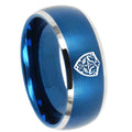 8MM Zelda Hylian Shield Dome Brushed Blue 2 Tone Tungsten Mens Ring
