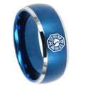 8MM Lost Dharma Dome Brushed Blue 2 Tone Tungsten Wedding Ring