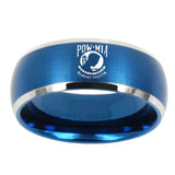 8mm-Military-Pow-Dome-Brushed-Blue-2-Tone-Tungsten-Carbide-Anniversary-Ring
