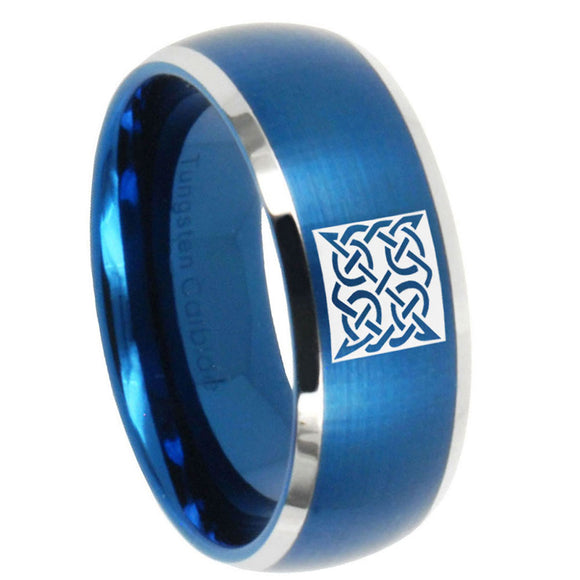 10mm-Celtic-Design-Dome-Brushed-Blue-2-Tone-Tungsten-Carbide-Mens-Promise-Ring