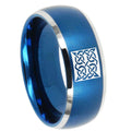 10mm Celtic Design Dome Brushed Blue 2 Tone Tungsten Carbide Mens Promise Ring