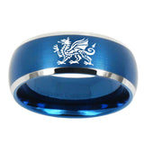 10mm-Dragon-Dome-Brushed-Blue-2-Tone-Tungsten-Carbide-Men's-Bands-Ring