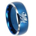 8MM Dragon Dome Brushed Blue 2 Tone Tungsten Carbide Bands Ring