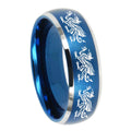 10mm Multiple Dragon Dome Brushed Blue 2 Tone Tungsten Men's Promise Rings
