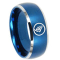 8MM Brush Blue Dome Mass Effect Tungsten 2 Tone Engrave Ring