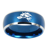 10mm-Wolf-Dome-Brushed-Blue-2-Tone-Tungsten-Carbide-Men's-Engagement-Band