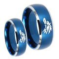 Wolf Dome Brushed Blue 2 Tone Tungsten Bridal Ring Sets
