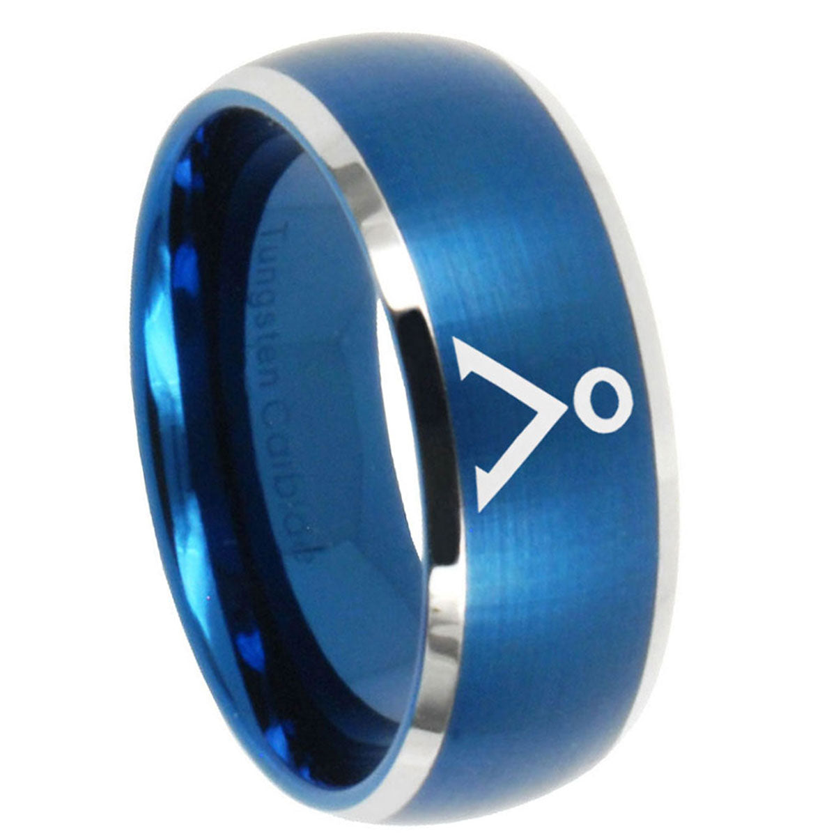 8MM Stargate Dome Brushed Blue 2 Tone Tungsten Engagement Ring