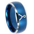 10mm Stargate Dome Brushed Blue 2 Tone Tungsten Carbide Mens Engagement Ring