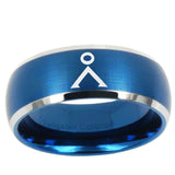 5, 8mm Stargate Dome Brushed Blue 2 Tone Tungsten Ring