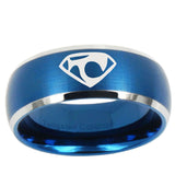 10mm House of Van Dome Brushed Blue 2 Tone Tungsten Ring
