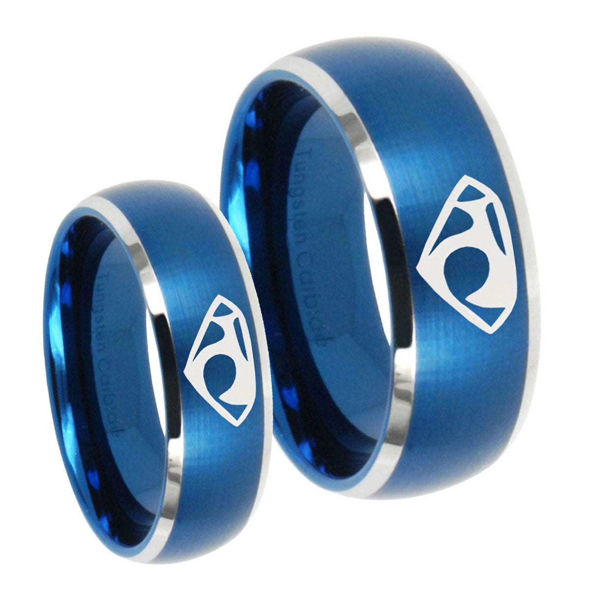 House of Van Dome Brushed Blue 2 Tone Tungsten Bridal Set Ring
