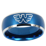 10mm Waylon Jennings Dome Brushed Blue 2 Tone Tungsten Ring