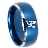 8mm Hatchet Man Dome Brushed Blue 2 Tone Tungsten Carbide Mens Anniversary Ring