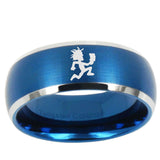10mm Hatchet Man Dome Brushed Blue 2 Tone Tungsten Ring