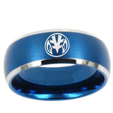 5, 8mm Love Power Rangers Dome Brushed Blue 2 Tone Tungsten Wedding Band Mens