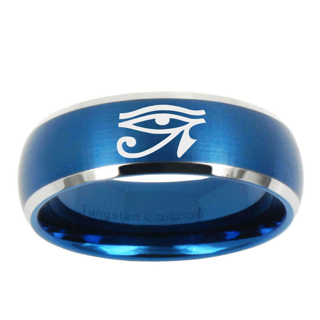 5MMSeeing Eye Dome Brushed Blue 2 Tone Tungsten Wedding Ring